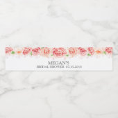 Wit Roze Waterverf Bloemen Vrijgezellenfeest Waterfles Etiket (Enkel label)