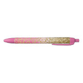 Wit Roze Waterverf Gouden Glam Leopard Glitter Zwarte Inkt Pen (Bodem)