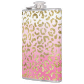Wit Roze Waterverf Gouden Glam Luipaard Print Heupfles (Links)