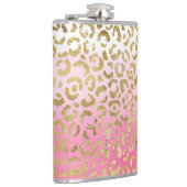 Wit Roze Waterverf Gouden Glam Luipaard Print Heupfles (Rechts)