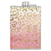 Wit Roze Waterverf Gouden Glam Luipaard Print Heupfles (Achterkant)