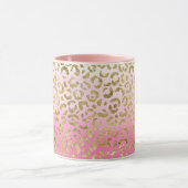 Wit Roze Waterverf Gouden Glam Luipaard Print Mok (Midden)