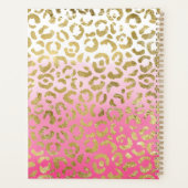 Wit Roze Waterverf Gouden Glam Luipaard Print Planner (Achterkant)