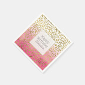 Wit Roze Waterverf Gouden Glam Luipaard Print Servet (Hoek)