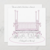 Wit Roze Wieg Meisje Baby shower Kaart (Voorkant / Achterkant)