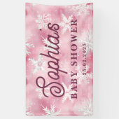 Wit Roze Winter Sneeuwvlok Patroon Meisje Party Spandoek (Verticaal)