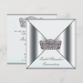Wit Roze Zilver Tiara Quinceanera 15e Partij Kaart (Voorkant / Achterkant)