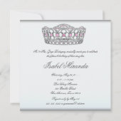 Wit Roze Zilver Tiara Quinceanera 15e Partij Kaart (Achterkant)