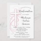 Wit roze zwijn kruisbevestiging uitnodiging (Voorkant)