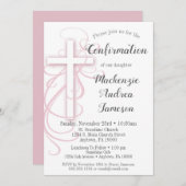 Wit roze zwijn kruisbevestiging uitnodiging (Voorkant / Achterkant)