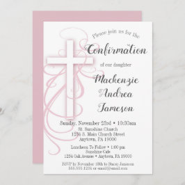 Wit roze zwijn kruisbevestiging uitnodiging