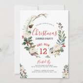 Wit rozen en kerstfeest nodigt u uit kaart (Voorkant)