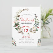 Wit rozen en kerstfeest nodigt u uit kaart (Staand voorkant)