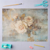  wit rozen gouden script barok ornament tissuepapier (Craft)