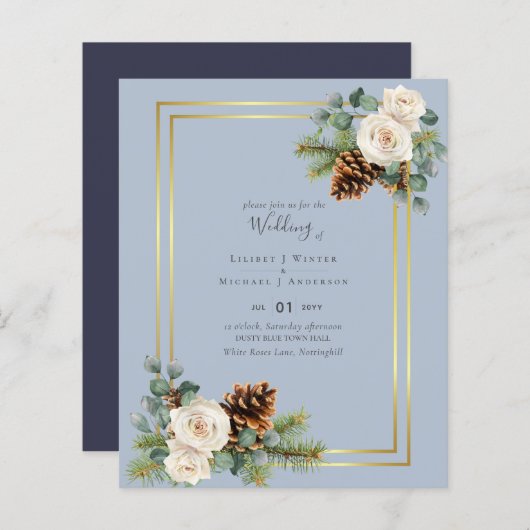 Wit rozen goudpuin blauw (Voorkant / Achterkant)