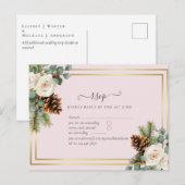 Wit rozen goudpuin blauw briefkaart (Voorkant / Achterkant)