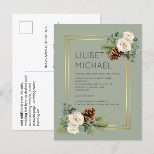 Wit rozen goudpuin blauw briefkaart