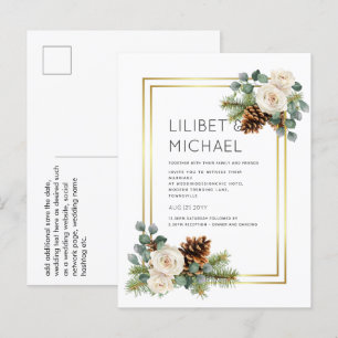 Wit rozen goudpuin blauw briefkaart