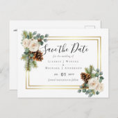 Wit rozen goudpuin blauw briefkaart (Voorkant / Achterkant)