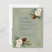 Wit rozen goudpuin blauw briefkaart (Voorkant / Achterkant)