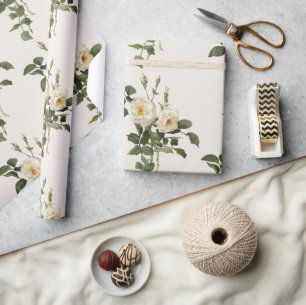  wit rozenbloemmotief cadeaupapier