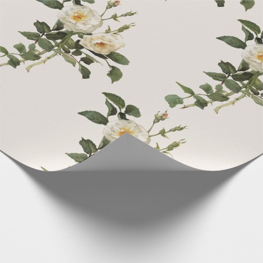  wit rozenbloemmotief cadeaupapier (Hoek)
