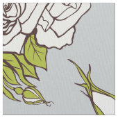 wit rozenpatroon groene accenten 2 stof (Close Up)