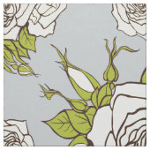 wit rozenpatroon groene accenten 2 stof (Swatch)