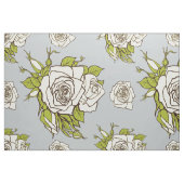 wit rozenpatroon groene accenten 2 stof (Fat Quarter)
