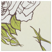  wit rozenpatroon groene accenten stof (Close Up)