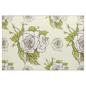  wit rozenpatroon groene accenten stof (Fat Quarter)