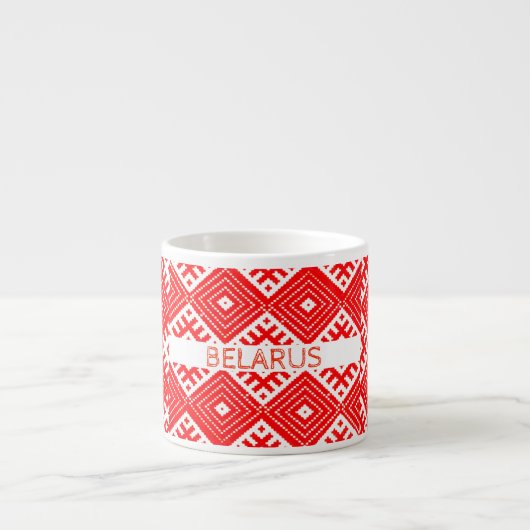 Wit-Rusland Беларусь Folk Pattern Espresso Mok Cup (Voorkant)