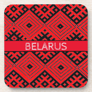 Wit-Rusland Беларусь Volkspatroon Rood Zwart Onder Bier Onderzetter