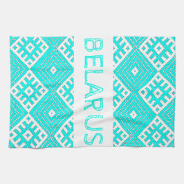 Wit-Rusland Беларус ьNor Folk Pattern Turquoise Theedoek