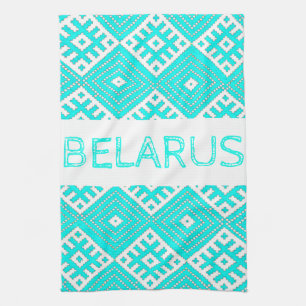 Wit-Rusland Беларус ьNor Folk Pattern Turquoise Theedoek