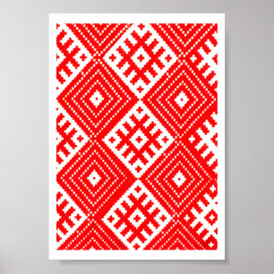 Wit-Rusland Б а р у Nationaal Folk Pattern Poster