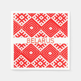 Wit-Rusland Б л р у  Folk Pattern Red Servet