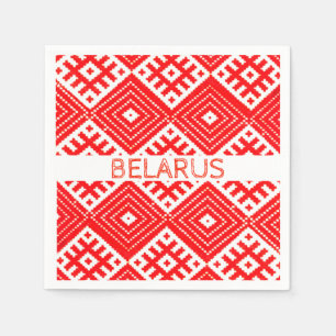 Wit-Rusland Б л р у  Folk Pattern Red Servet