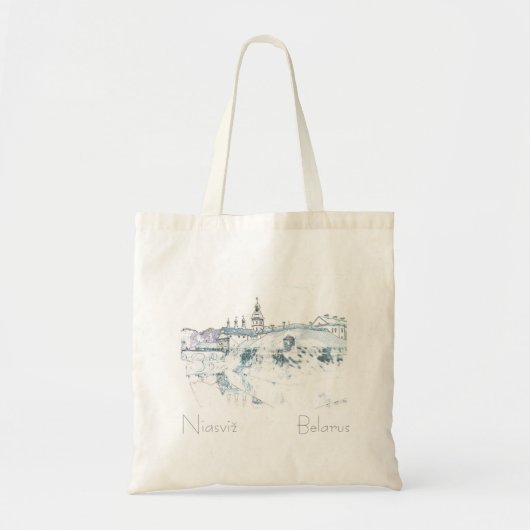 Wit-Rusland Б л р у Niasviž Nesvizch Sketch Canvas Tote Bag (Voorkant)