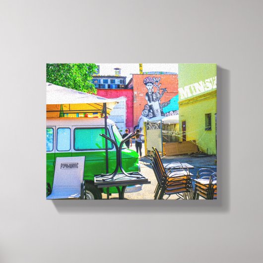 Wit-Rusland Б с Minsk а,у Architectuur Graffiti Canvas Afdruk (Voorkant)