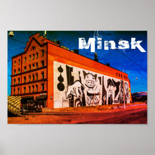 Wit-Rusland Б с Minsk а,у Architectuur Graffiti Poster