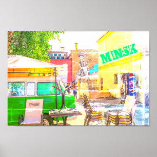 Wit-Rusland Б с Minsk а,у Architectuur Graffiti Poster