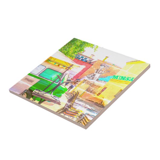 Wit-Rusland Б с Minsk а,у Architectuur Graffiti Tegeltje (Zijkant)