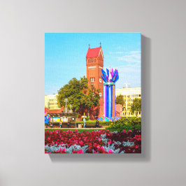 Wit-Rusland Б с Minsk а Münchenл de stad die het l Canvas Afdruk