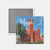 Wit-Rusland Architectuur Minsk De Rode Kerk Magnee Magneet (Voorkant / Achterkant)