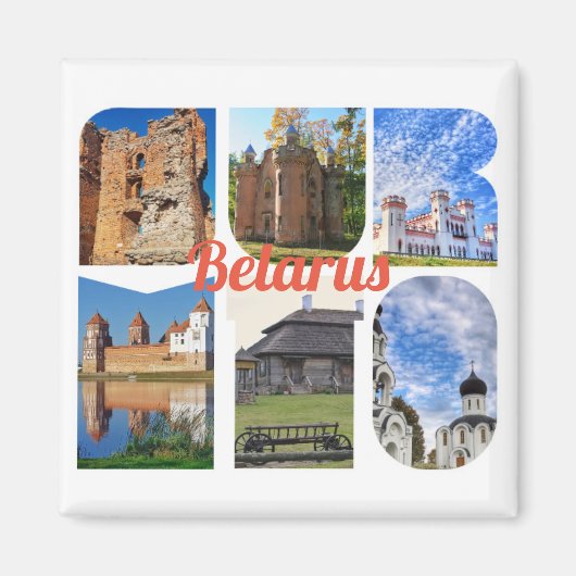 Wit-Rusland Architectuur Natuur Collage Magnet (Voorkant)