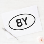 Wit-Rusland "BY" Ovale Sticker (Envelop)