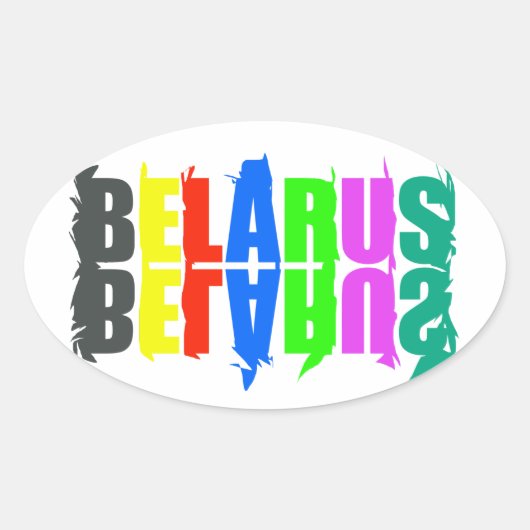 Wit-Rusland Colorful Happy Letters Ovale Sticker (Voorkant)