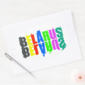 Wit-Rusland Colorful Happy Letters Ovale Sticker (Envelop)