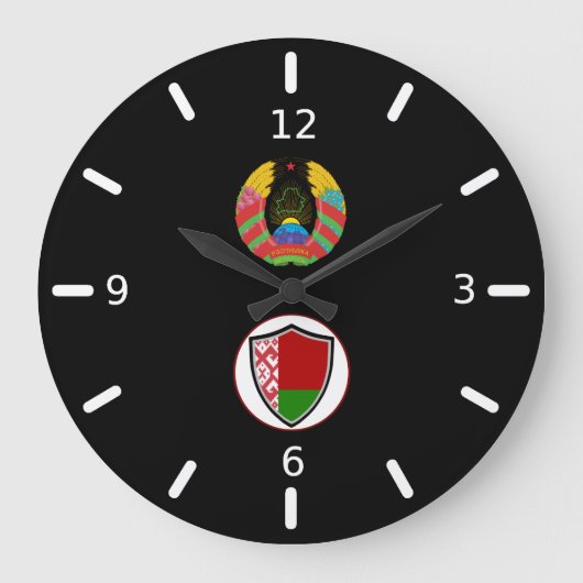 Wit-Rusland Flag-Coat Breed Clock Grote Klok (Voorkant)